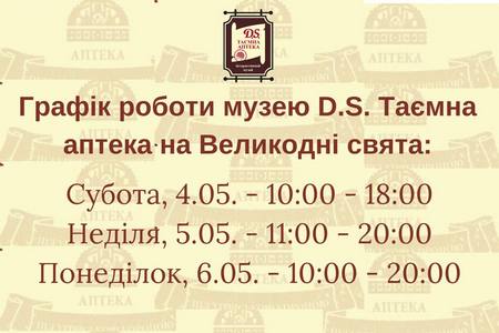 Графік роботи музею на Великодні свята!